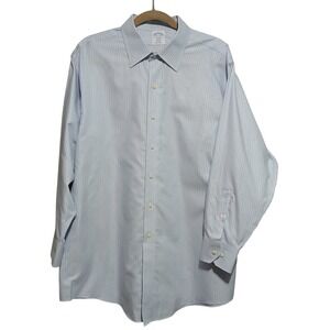 Brook Brothers RegentFitNonIron All Cotton BlueStripe DressShirt Mens 17 1/2 2 3